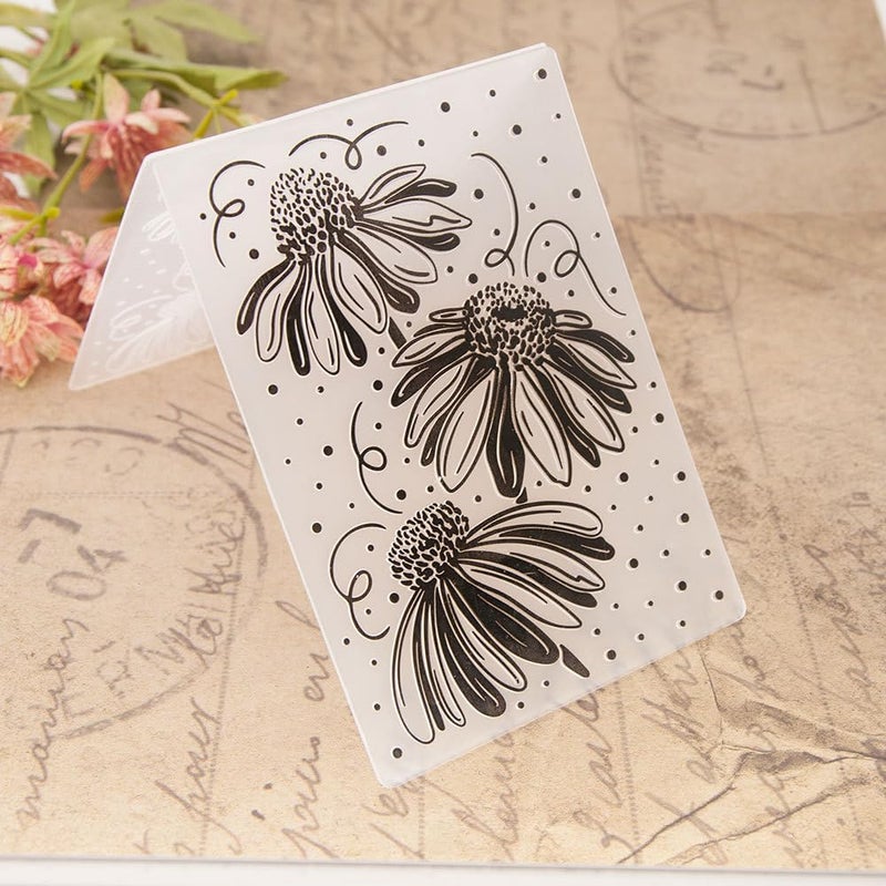 FUGUT 3-D Embossing Folder for Card Making - Plastic Textured Template for DIY Scrapbooking, Paper Crafting and Handmade Art Supplies (3D Daisy Flowers 5.8 x 4.1 in) - Image 1